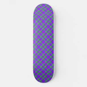 Skateboard Patrón de Cuadros Verde Púrpura