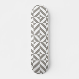 Skateboard Patrón de cubo de deco geométrico gris plateado