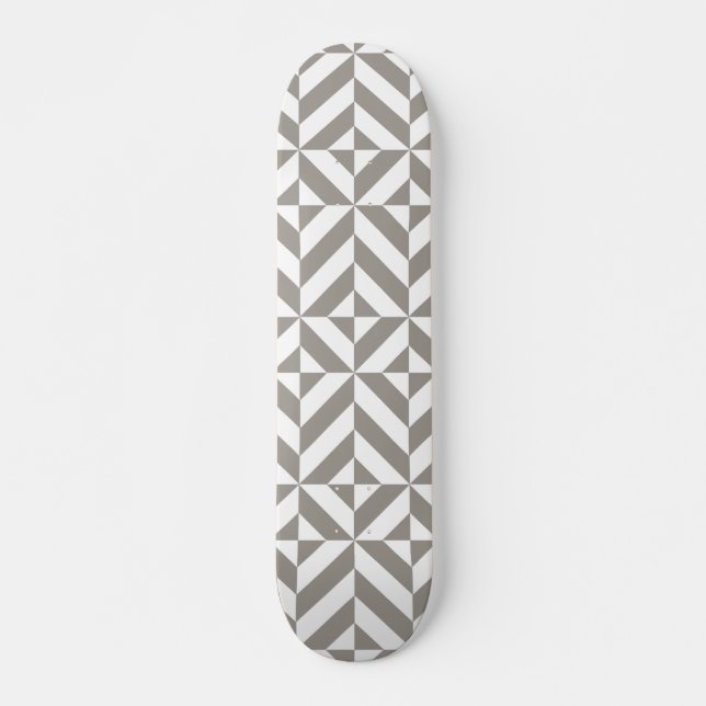 Skateboard Patrón de cubo de deco geométrico gris plateado (Anverso )