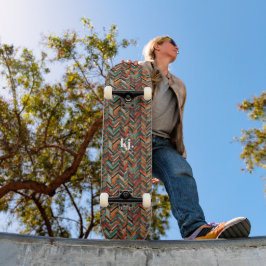 Skateboard Patrón de Cuevón de Herringbone colorido | Monogra