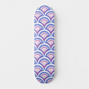 Skateboard patrón de damasco floral azul