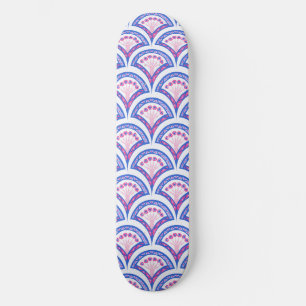 Skateboard patrón de damasco floral azul