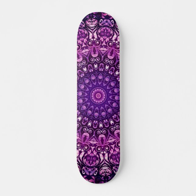 Skateboard Patrón de Damasco Purple Floral (Anverso )