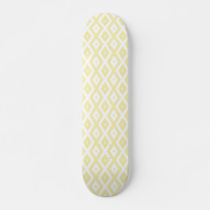 Skateboard Patrón de diamante amarillo y blanco pálido