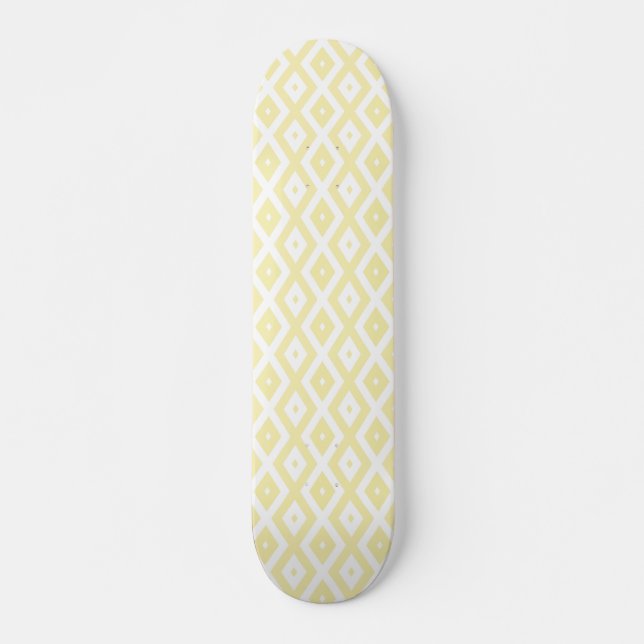Skateboard Patrón de diamante amarillo y blanco pálido (Anverso )