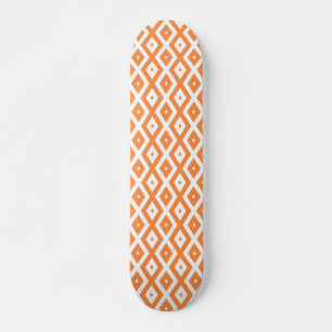 Skateboard Patrón de diamante blanco y naranja