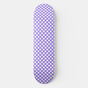 Skateboard Patrón de diamante de cuadros blancos y púrpura