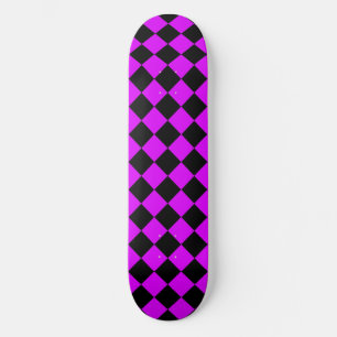 Skateboard Patrón de diamante de cuadros púrpura negro