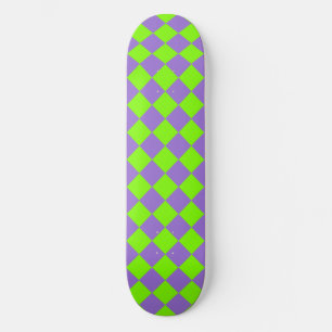Skateboard Patrón de diamante de verificador verde púrpura