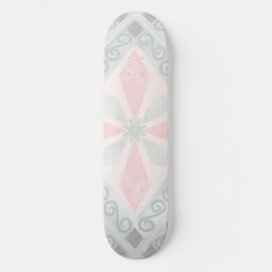 Skateboard Patrón de diamante pastel verde y rosa