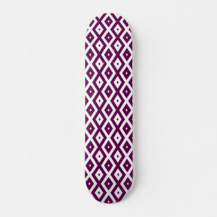 Skateboard Patrón de diamante púrpura y blanco