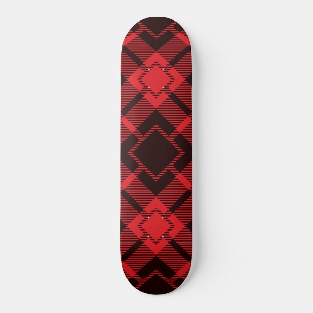 Skateboard Patrón de diamante rojo Tartán (Anverso)
