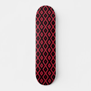 Skateboard Patrón de diamante rojo y negro