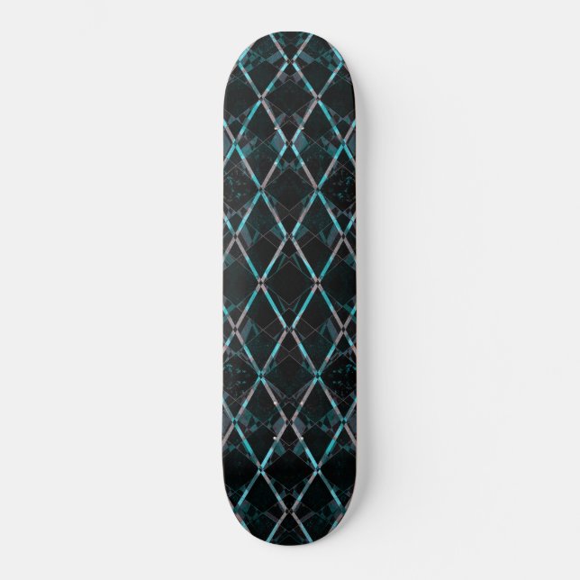 Skateboard Patrón de diamante texturizado azul (Anverso)