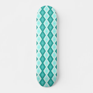 Skateboard Patrón de diamante turquesa