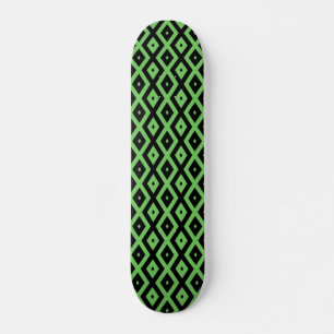 Skateboard Patrón de diamante verde limón y negro