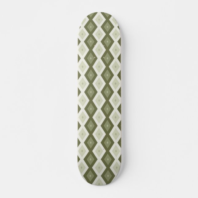 Skateboard Patrón de diamante verde oliva (Anverso )