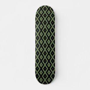 Skateboard Patrón de diamante verde oliva y negro