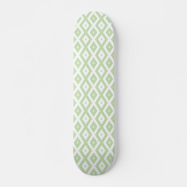 Skateboard Patrón de diamante verde pálido y blanco (Anverso )
