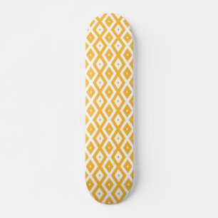 Skateboard Patrón de diamantes amarillo y blanco soleado