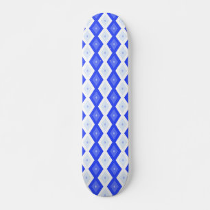 Skateboard Patrón de diamantes azul real