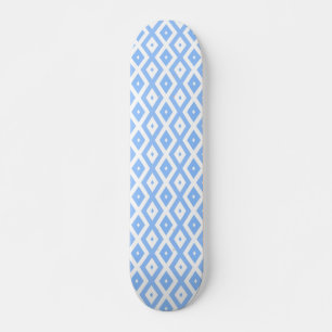 Skateboard Patrón de diamantes azul y blanco