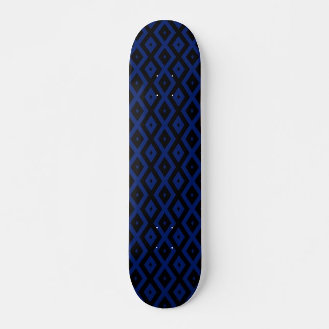 Skateboard Patrón de diamantes azul y negro (Anverso )