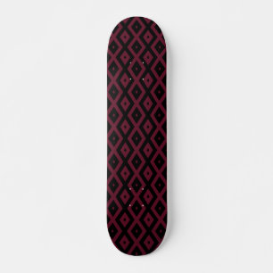 Skateboard Patrón de diamantes de Borgoña y negro