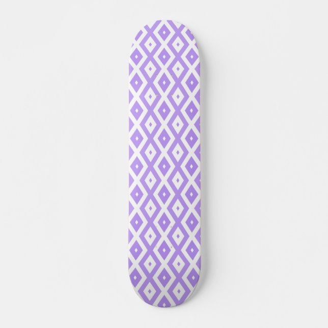 Skateboard Patrón de diamantes morado y blanco (Anverso )
