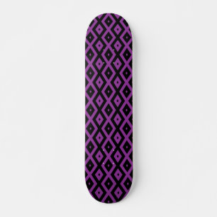 Skateboard Patrón de diamantes morado y negro