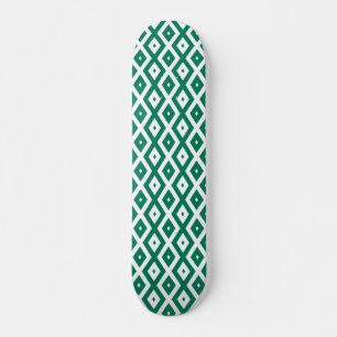 Skateboard Patrón de diamantes verdes y blancos de los bosque