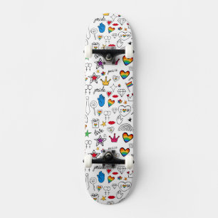 Skateboard Patrón de Doodle del Orgullo Gay