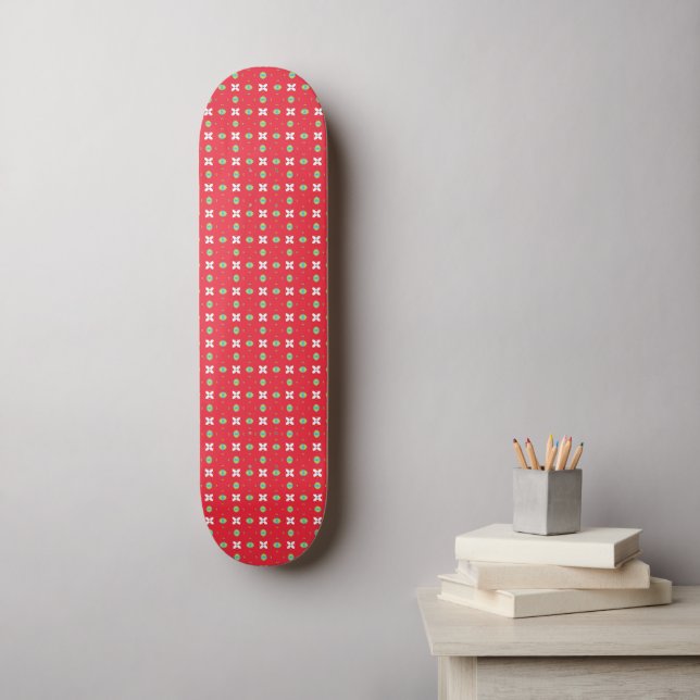 Skateboard Patrón de encanto navideño 02 -  (Arte de la pared)