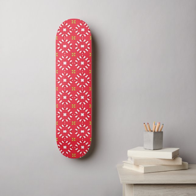 Skateboard Patrón de Encanto Navideño 04 -  (Arte de la pared)