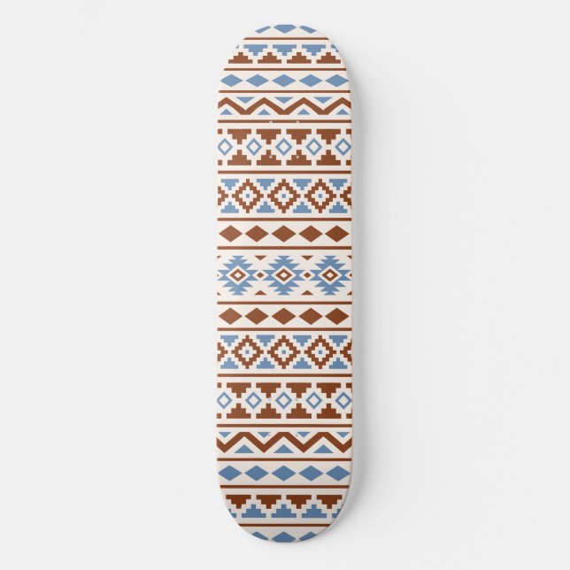 Skateboard Patrón de esencia azteca II Crema azul oxidado (Anverso)