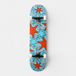 Skateboard Patrón de estrella azul y roja