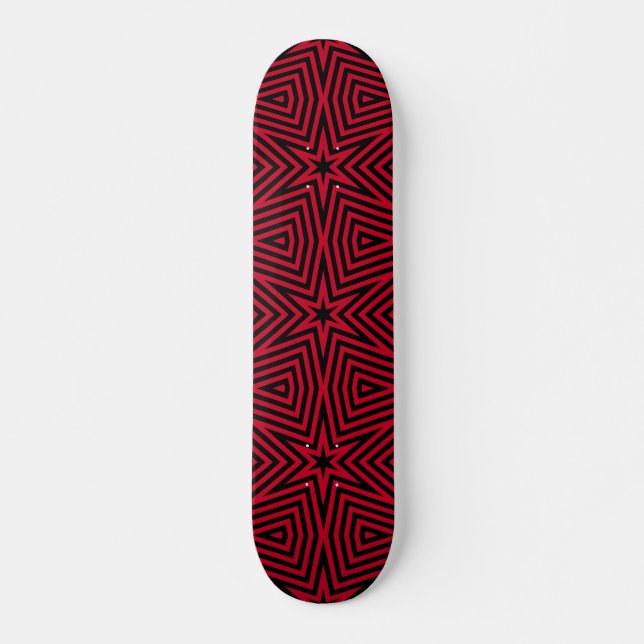 Skateboard Patrón de Estrella Rojo y Negro de Moda (Anverso )