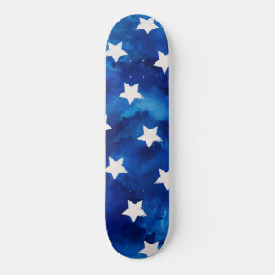 Skateboard Patrón de estrellas de color de agua moderno