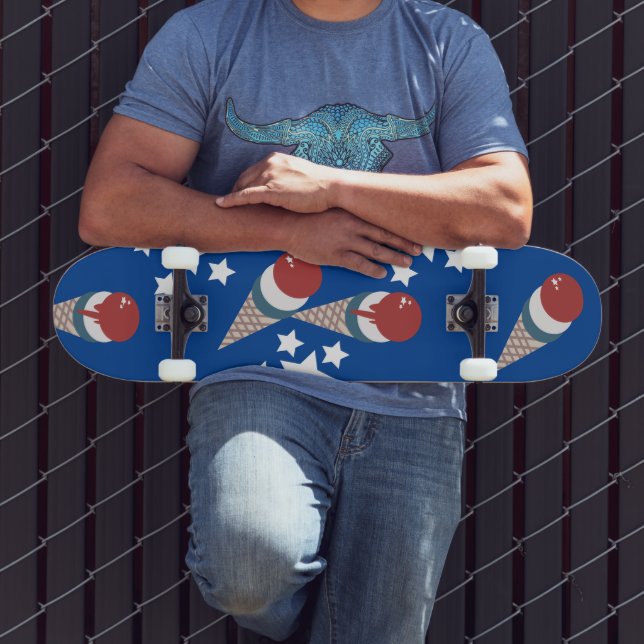 Skateboard Patrón de estrellas de helado patriótico Skateboar (Exterior 3)