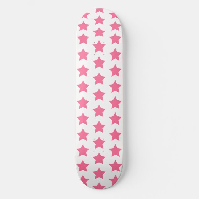 Skateboard Patrón de estrellas rosadas calientes divertidas - (Anverso)