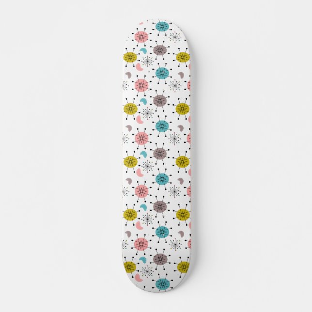 Skateboard Patrón de explosión de estrella retro atómica (Anverso )