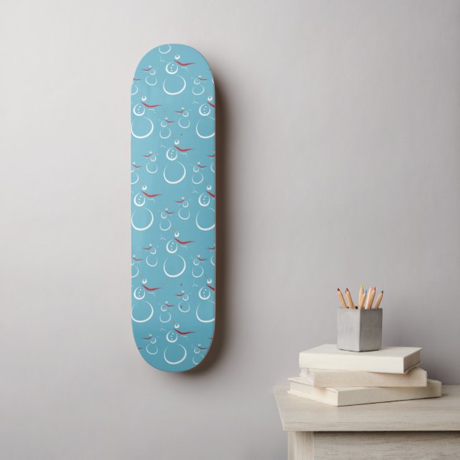 Skateboard Patrón de familia de muñecos de nieve cian-cian-ci (Arte de la pared)