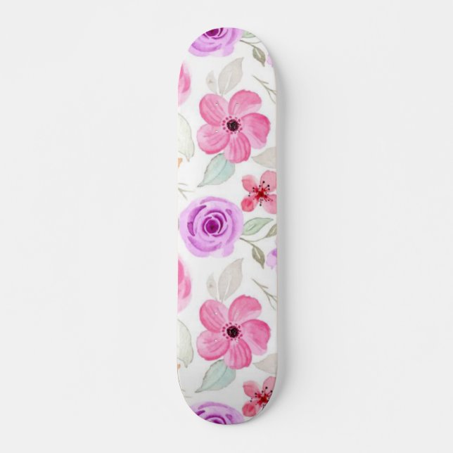 Skateboard Patrón de flor (Anverso )