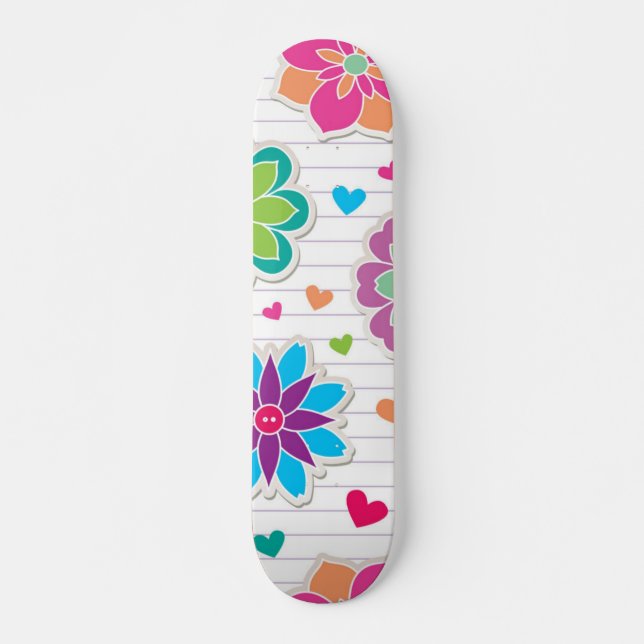 Skateboard Patrón de flor (Anverso )