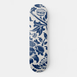 Skateboard Patrón de flor azul vintage