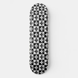 Skateboard Patrón de flor blanco negro controlado-De-Lis