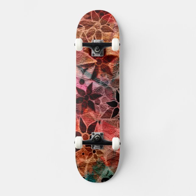 Skateboard Patrón de flor de arte abstracto #3 (Anverso)