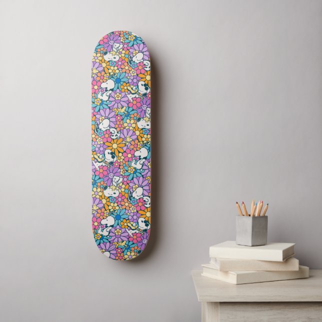 Skateboard Patrón de flor Snoopy & Woodstock (Arte de la pared)