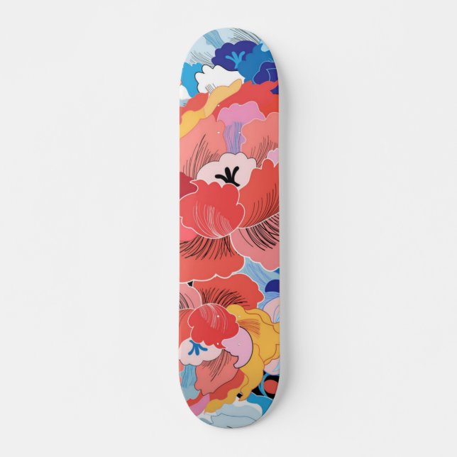 Skateboard Patrón de flores (Anverso )