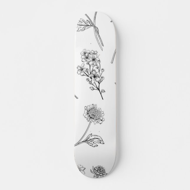 Skateboard Patrón de flores (Anverso )